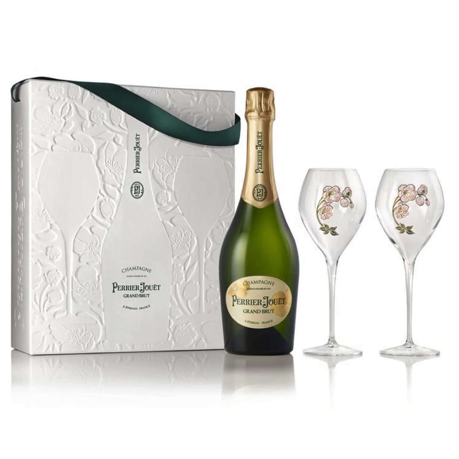 Perrier Jouet Grand Brut with 2 Champagne Flutes Gift Set in Box – 750ml
