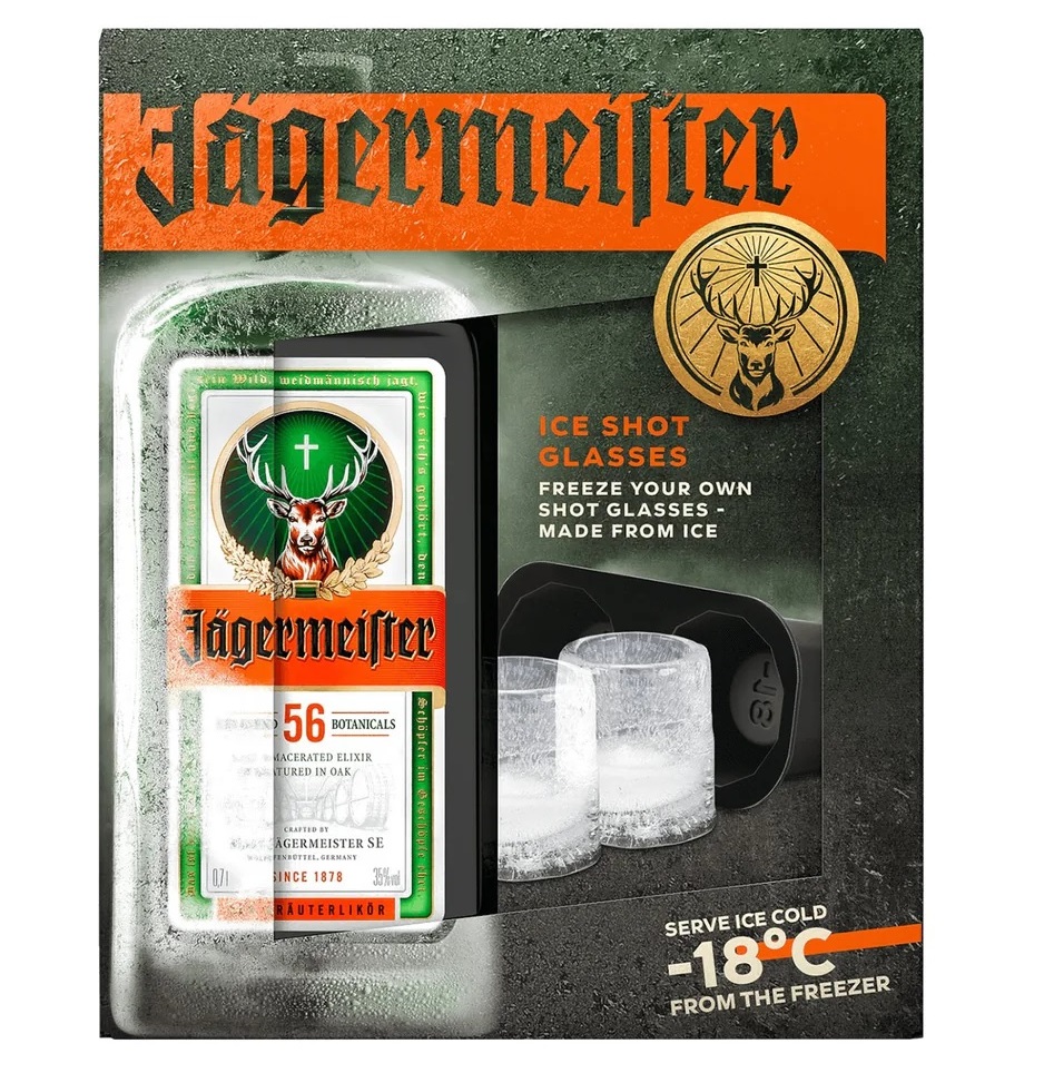 Jagermeister + Ice Shot Glasses Set Freeze ur own – 700ml
