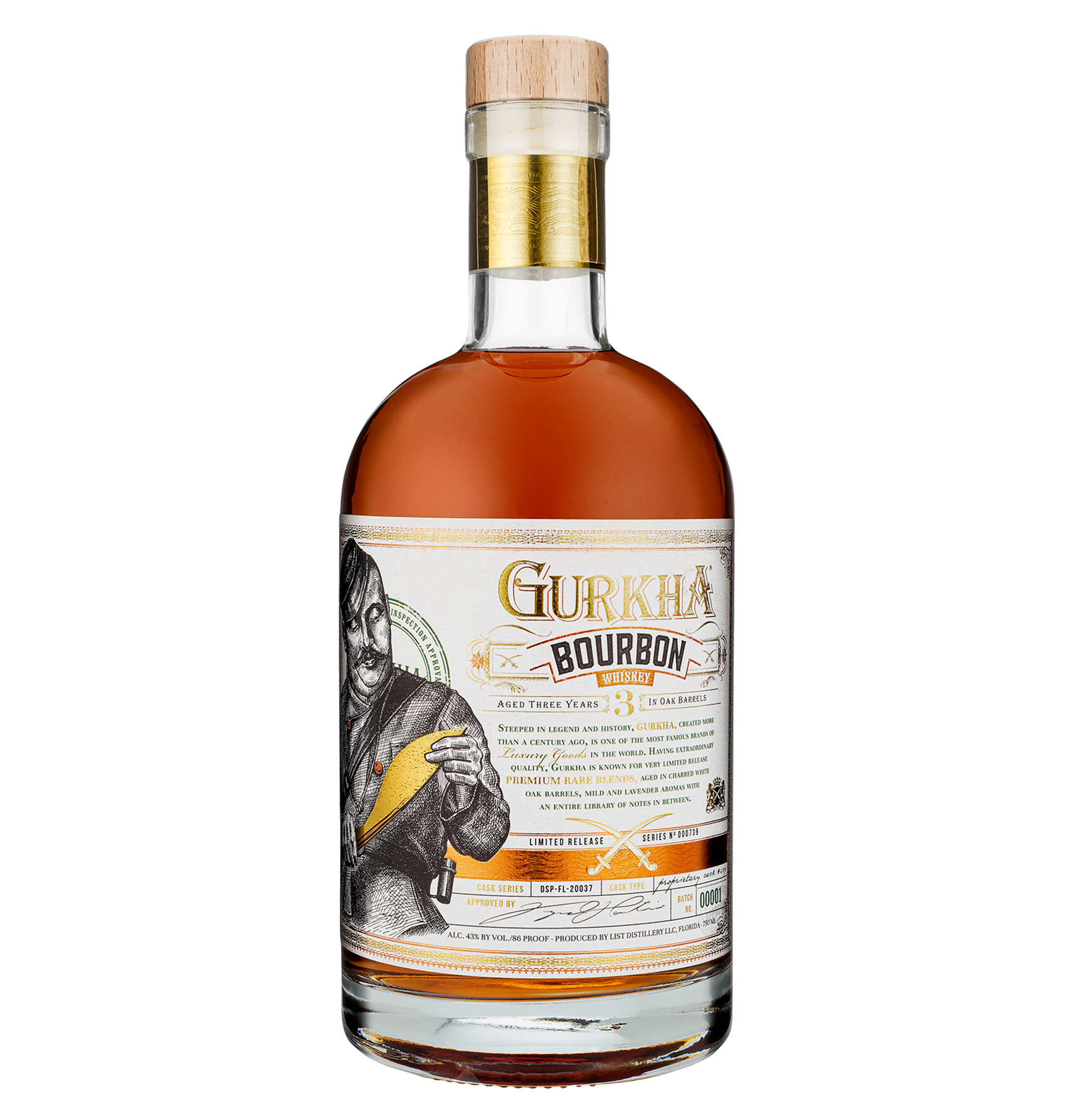 Gurkha 3 Years Old Bourbon Whiskey – 750ml